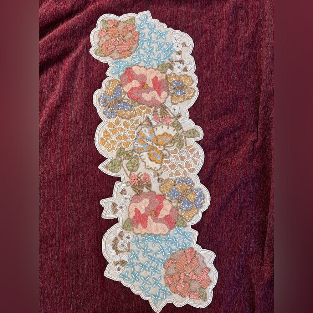 Hand embellished beaded table runner